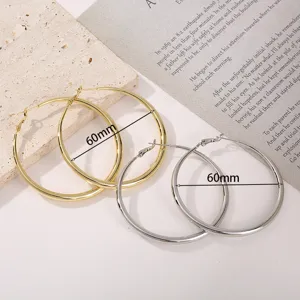 Klassieke grote creolen van 60mm voor dames, minimalistische goud en zilver mode sieraden.