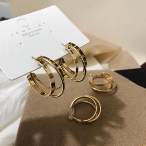 925 Sterling Zilver Stift Geometrische Oorringen Voor Vrouwen Goud Zilver Gedraaide Ronde Grote Cirkels Mode Sieraden