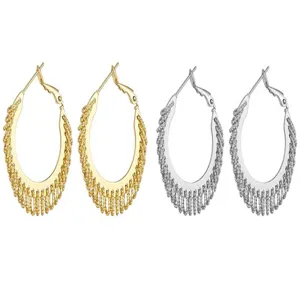 Overdreven onregelmatige hoorn creolen oorbellen, koper vergulde mode sieraden set.