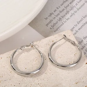Europese Amerikaanse Overdreven Koperen Creolen Met 925 Sterling Zilver Stift 18K Verguld Grote Ronde Oorbellen Voor Vrouwen Mode Sieraden