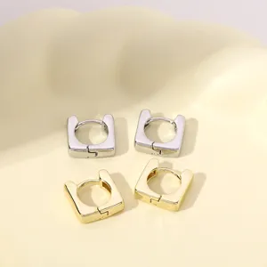 Gouden zilveren vierkante kleine oorringen minimalistische geometrische creolen voor vrouwen
