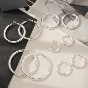 Set zilveren oorbellen minimalistische dikke en dunne cirkel oorbellen voor dames mode sieraden