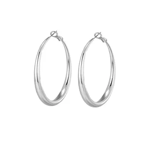 Zilveren dikke creolen voor dames, moderne minimalistische gladde oorbellen mode sieraden.