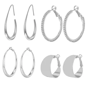 Zilveren oorbellen set voor vrouwen mode sieraden geometrische druppel metalen oorringen