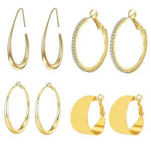 Mode Koper Vergulde Oorringen Set Voor Dames 925 Sterling Zilver Stift Druppel Strass Oorknopjes Dagelijkse Sieraden