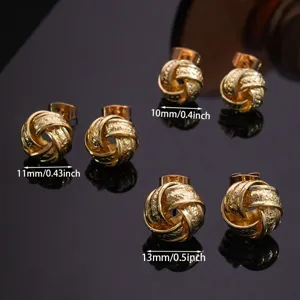 Pendientes de tuerca geométricos retorcidos de metal dorado en varios tamaños 10mm 11mm 13mm