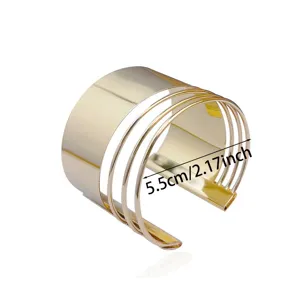 Gouden brede metalen manchet armband open meerlaagse geometrische arm sieraden voor vrouwen