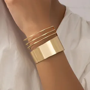 Gouden metalen brede manchet armband open geometrische armband mode sieraden vrouwen