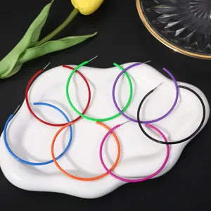 Mode Metaal Overdreven Grote Creolen Bakvernis Snoep Kleur Cirkel Geometrische Oorbellen Voor Vrouwen Feest Statement Sieraden