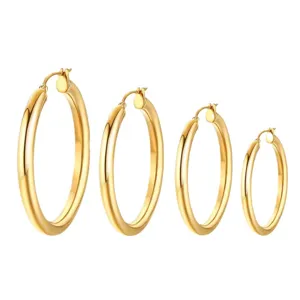 18k verguld messing glad hol oorringen set voor vrouwen minimalistische mode sieraden