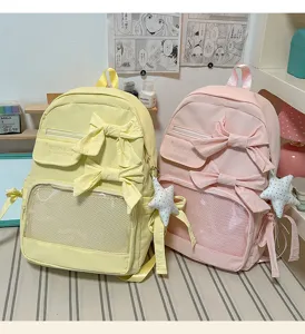 Mochila Ita linda para mujer gran capacidad lazo bolsa escolar casual de moda nueva