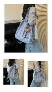 Multifunctionele nylon trekking rugzak en casual schoudertas tas met beer hanger