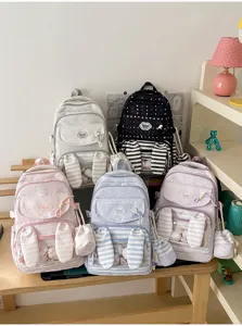 Leuke konijnenoren canvas rugzak voor meisjes, sterren schooltas in verschillende kleuren.