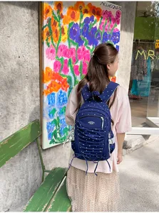 Japanse stijl stippen rugzak grote capaciteit schooltas casual geplooide rugzak voor student