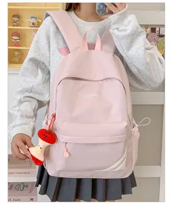 Roze casual dames rugzak, grote capaciteit lichte schooltas voor dagelijks pendelen en studeren.