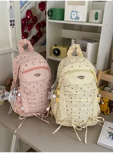 Japanse stijl schattige polkadot geplooide schoolrugzak grote capaciteit voor studenten