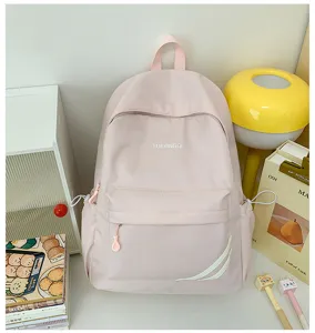 Roze casual rugzak voor dagelijks gebruik, grote schooltas met meerdere vakken.