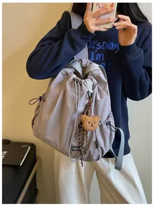 Multifunctionele casual trekkoord rugzak voor dames, stijlvolle nylon reistas tote.