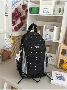 Japanse stijl grote capaciteit geplooide stippen rugzak voor studenten en dagelijks.