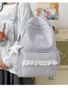 Japanese style star lace backpack for women large capacity school bag student bookbag