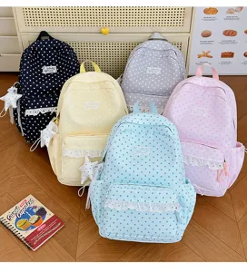 Japanese style star lace backpack large capacity school bag cute student bookbag for teens