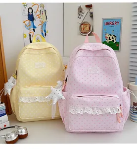 Japanese style cute star lace school backpack, large capacity sweet student book bag for teens.
