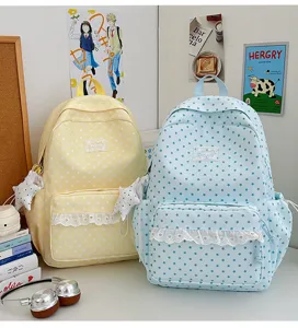 Japanese style star lace backpack for women students large capacity cute school bag casual daypack