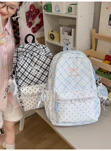 Japans stijl zoete ruitjes rugzak voor meisjes, schattige dagelijkse tas school