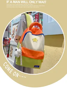 Korean style cute student backpack colorblock design large capacity casual school bag for girls