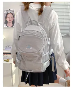 Detailed view of the stylish casual backpack with drawstring and large capacity for daily school use.