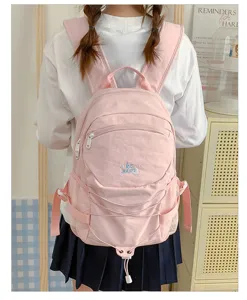 Pink aesthetic backpack large capacity school bookbag cute casual daypack for teen girls