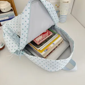 Japanese aesthetic star print student backpack large capacity casual school bag for campus use