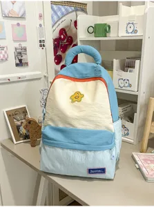 Korean style cute student backpack colorblock large capacity school bag for daily teen girls