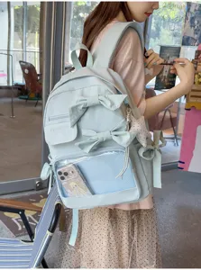 Mochila ita linda para mujer gran capacidad bolso escolar con lazo y ventana transparente