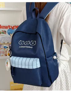 Japanischer Stil süßer zweifarbiger Rucksack für Schülerinnen, große lässige Schultasche.
