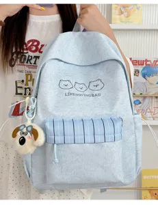 Süßer japanischer Stil Kontrastfarbe Studenten Rucksack große Kapazität Leinwand Schultasche