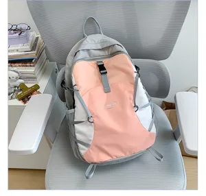 Lightweight foldable outdoor backpack with contrast color, multi-pocket design, ideal for travel.