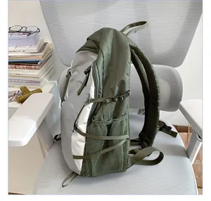 Detail view of this lightweight waterproof outdoor hiking backpack with side mesh pockets.