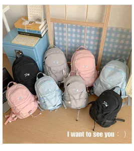 Ins style multi-color drawstring backpack detail showcasing large capacity and casual school design.