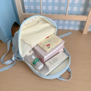 Light blue canvas backpack large capacity school bag casual daily student bookbag stylish daypack