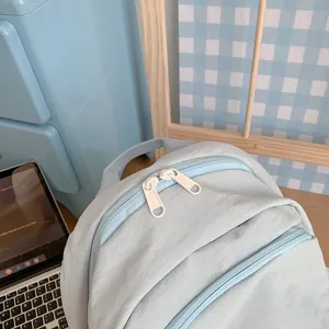 Light blue casual minimalist backpack lightweight daily school bag for student women