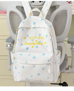 Casual grote lichte schoolrugzak met schattig blauw sterrenontwerp voor studenten.