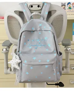 Casual grote capaciteit lichte rugzak met schattig blauw sterrenpatroon voor studenten schoolgebruik