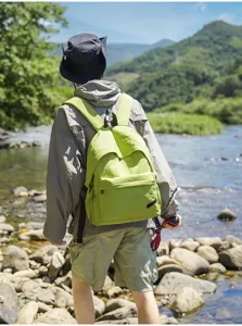 Sac à dos minimaliste de grande capacité en vert clair, idéal pour les voyages et les loisirs.