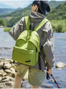 Sac à dos vert décontracté extérieur grande capacité voyage style mode minimaliste
