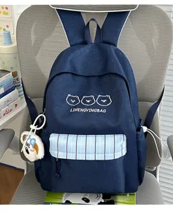 Japanischer süßer, farblich abgesetzter Rucksack für Damen, große Kapazität für Schüler.