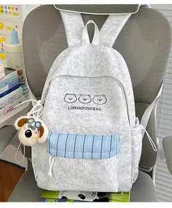 Süßer, farbblockierter Schulrucksack für Damen und Studentinnen, großer Freizeit-Tagesrucksack.