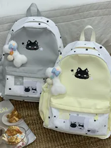 Leuke katten print canvas schoolrugzak voor meisjes casual dagrugzak reistas schooltas