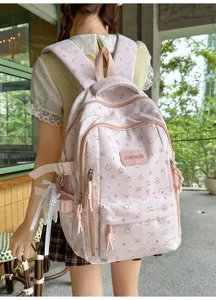 Roze rugzak met sterrenprint grote capaciteit voor meisjes student schooltas casual