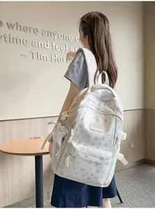 Leuke grote rugzak met sterrenprint voor dames, stijlvolle casual tas voor school.